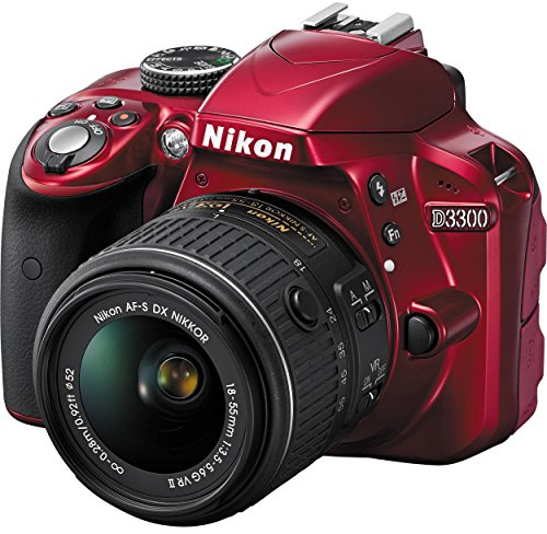Nikon 1533 D3300 24.2 MP CMOS Digital SLR with AF-S DX NIKKOR 18-55mm f/3.5-5.6G VR II Zoom Lens (Red)