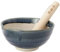 TIKUSAN Ceramic Ripple Ridge Mortar & Pestle (Suribachi & Surikogi) Set with Spout Made in Japan Mino Ware (Blue, Large)