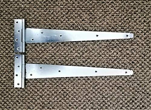 T-Scharnier, 10,2 cm, 15,2 cm, 20,3 cm, 25,4 cm, 30,5 cm, 35,6 cm, 40,6 cm, 45,7 cm, für Holztor und Gartentor, Zink (4 Paar (8 Scharniere), 40,6 cm, 400 mm)