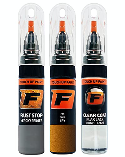 FIRANTO stylo peinture de voiture pour Dacia EPY Orange Atacama réparation couleur voiture 3 en 1, rayures stylo retouche peinture 15ml avec pinceau, apprêt, laque