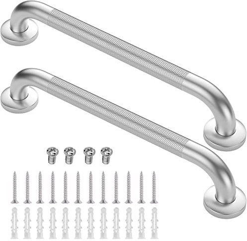 2 Pack 18 Inch Grab Bars for Bathtubs and Showers, Anti Slip Shower Grab Bars Stainless Steel Shower Handle Handicap Elderly Senior Assist Bathroom Saft Handle
