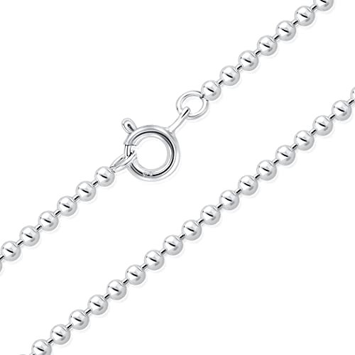 DTPsilver® Chaîne/Collier en Argent 925 - Maille Boule - Fermoir à Ressort - Épaisseur: 1.2 mm - Longueur: 55 cms