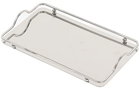 Bandeja de Servicio de Acero Inoxidable con Asa, Bandeja De té Rectangular, Centro De Mesa Decorativo Para Cena, Café, Postre, Fruta, Comida, Vela