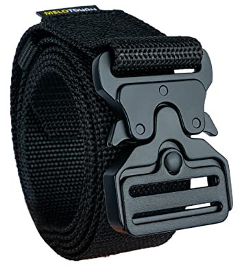 MELOTOUGH Cinturón de herramientas de liberación rápida de 1.5 pulgadas con hebilla de metal resistente para bolsa de herramientas, construcción, electricidad (negro)