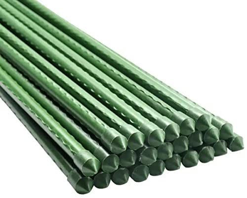 10 Pezzi Supporto Per Piante 120cm Ø11mm, Canne In Acciaio Plastificato, Bastone Orti, Colore Verde, Tanti Misure (1,1X120cm)