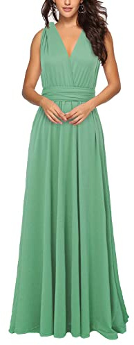 xxxiticat - Abito da sera lungo da donna, elegante abito da damigella d'onore, abito da cocktail, per le feste, verde chiaro, L