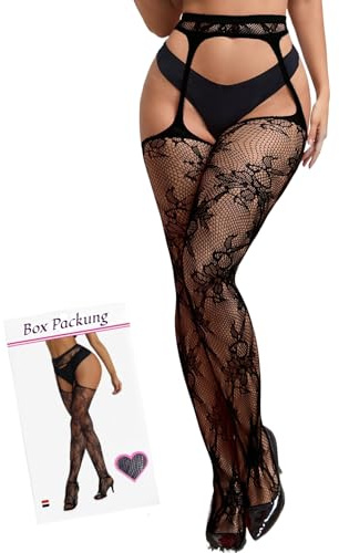 ohyeahlady Collant Donna Sexyhot Taglie Forti Calze Sexydonna Hot a Rete Per Reggicalze a Vita Alta Autoreggenti Sexydonna Hard Collant Aperti Sexy Intimo Curvy per Costume Festa Cosplay Nero,XS-M