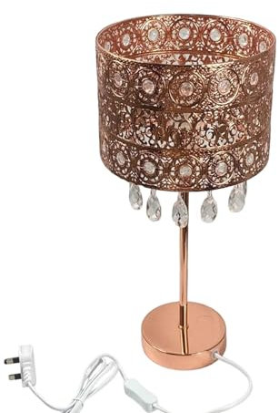Moroccan Style Table Lamp Light Shade Acrylic | Chandelier | Hanging Crystal | Moda Style Lights for Living Room | Bedroom | Kitchen (Rose Gold)