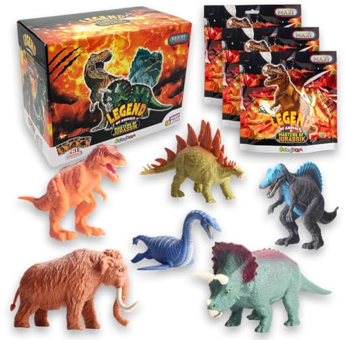Sbabam Funny Box Legend of Animals Master of Jurassik, Dinosaurios para niños grandes y extensibles, 3 unidades, juegos para niños de quiosco con T-Rex Triceratops y otros – Animales de juguete regalo