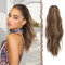 FESHFEN Coleta Postiza Larga con Pinza, Ondulada Cola de Caballo Extensión 50 cm Clip de Garra en Extensión Ondulado Extensiones de Cabello Sintética para Mujeres Rubio Miel Mixto Marrón Claro