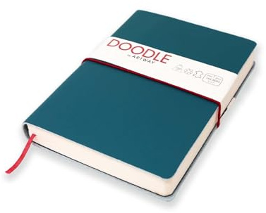 Artway Indigo Doodle - dagbok/anteckningsbok i teal läder - 175 mm x 125 mm - 164 ark/82 sidor 150 g/m² kassettpapper