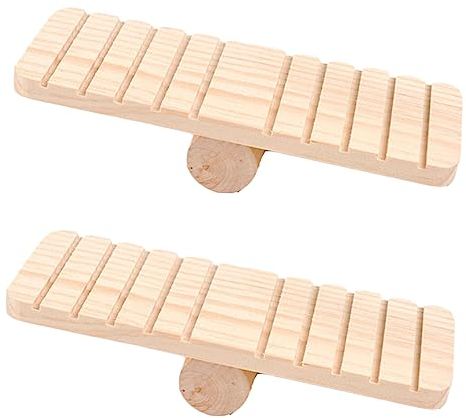 BELLIFFY 2stücke Teiliges Holz-wackelbrett Für Hamster Natürliche Spielzeugplattform Für Kleine Haustiere Fördert Bewegung Und Zahnpflege Für Zwerghamster Und Meerschweinchen