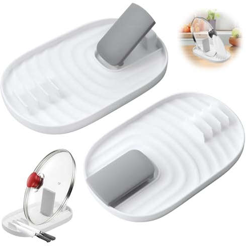 2 Pezzi Poggia Mestolo Cucina, Porta Mestoli da Cucina, Coperchio e Porta Cucchiaio, Pieghevole Poggia Utensili, Portaposate Porta Coperchi Pentole, per Coperchio Pentola, Cucchiai, Bacchette, Spatola