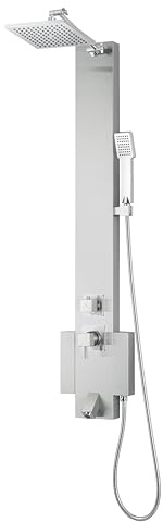 Blue Ocean 48 Stainless Steel SPS822A Shower Panel Tower with Rainfall Shower Head and Spout