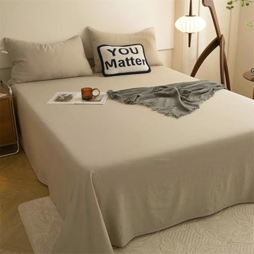 Stfery Spannbettlaken Und Kopfkissenbezug 230X120, Chemische Fasern Spannbetttücher Einfarbige Farbe Bettlaken Milchtee