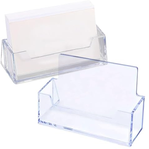 Uskerb Clear Acrylic Business Card Holder Stand - 2Pcs Display Stand for Office & Home Use