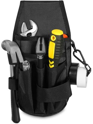 KENOBE Bolsa de Herramientas, Resistente Tools Bag Bolsa de Herramientas con 5 Bolsillos, Multifuncional Riñonera para Electricistas, Carpinteros, Construcción y Técnicos (Cinturón no Incluido)