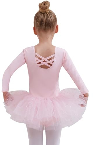 Tancefair balettkläder för flickor Balett Tutu Klänning Dans Leotard Bomullsdräkt Dancewear Dress Up Outfit med Tutu Kjol Kortärmad Ballerina Outfit