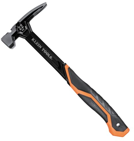 Klein Tools H80922S - Martillo de marco de cara lisa con garra recta, acero forjado de 22 onzas, arrancador de clavos magnético y cara cuadrada extragrande