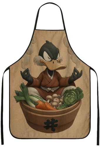 Delantal meditativo de pato para cocinar, delantal de cocina con diseño de chef, divertido regalo culinario para adultos en casa, Marrón, 24x31 Inch