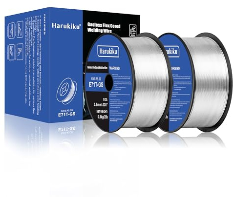HARUKIKU Fil Fourré Sans Gaz 0,8 mm Poids net 0.9KG - Bobine E71T-GS pour Poste à Souder MIG, Soudage Semi-Auto Polyvalent (2 Boîte)