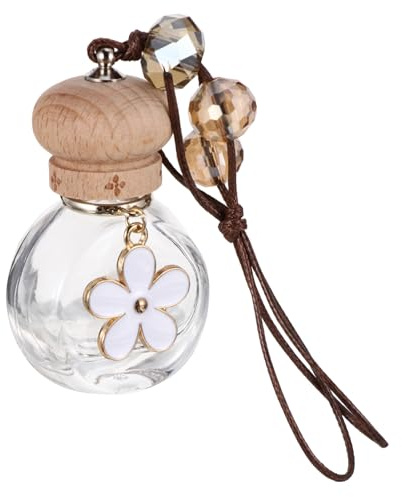 BRIGHTFUFU Diffuseur De Parfum Suspendu Pour Voiture Flacon En Verre Transparent Avec Cordon Pour Rétroviseur Désodorisant Intérieur Auto Aux Huiles Essentielles