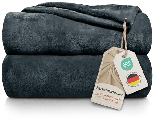 Gräfenstayn® Kuscheldecke flauschig & super weich - hochwertige Fleecedecke auch als Wohndecke, Tagesdecke, Sofadecke & Wohnzimmer geeignet - Überwurf Decke Sofa & Couch (Anthrazit, 240x220 cm)