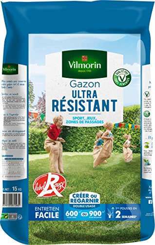 Vilmorin 4462418 Gazon Ultra Résistant, Pelouse sac 15 kg Label Rouge