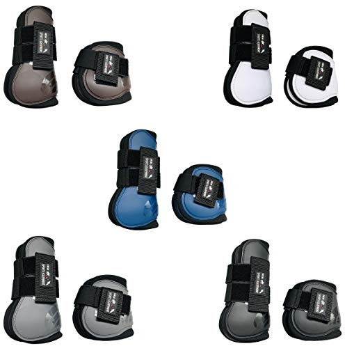 RL24 - Gamaschen & Streichkappen (4er Set) | Pferdebeinschutz mit Klettverschluss | weich gefüttert, anatomisch geformt & stoßabsorbierend | Pony & Pferde Zubehör in Grau für Warm- & Vollblut