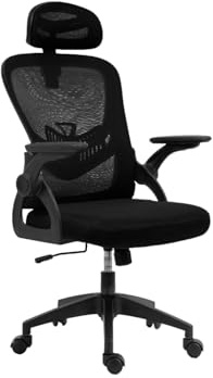 Sedia Ergonomica da Ufficio con Altezza Regolabile Braccioli Pieghevoli Nero