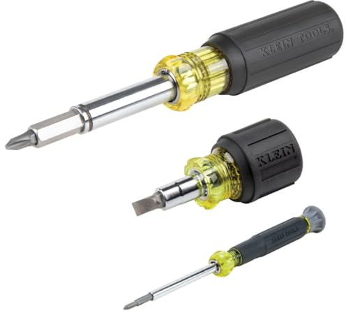 Klein Tools 80045 Screwdriver and Nut Driver Tool Kit, Includes Magnetic 11 in 1, Multi-Bit Stubby and Electronics Screwdrivers, 3-Piece