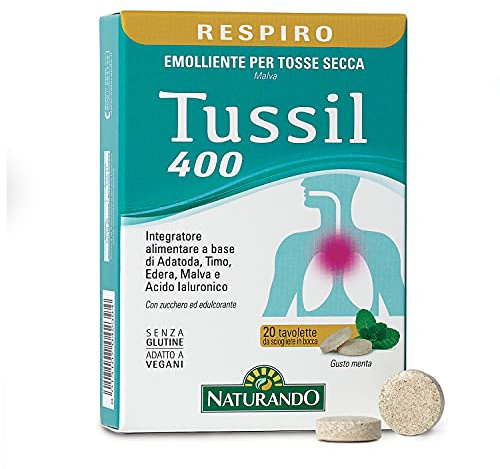 TUSSIL 400 - Complemento alimenticio para la tos. 20 tabletas para deshacer en la boca. Sabor menta
