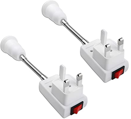 E27 Plug in Lamp Holder, Lamp Base with On/Off Switch, Plug in Wall Lights, Extension E27 Lamp Screw Holder Converter for Home Bedroom, Pack of 2