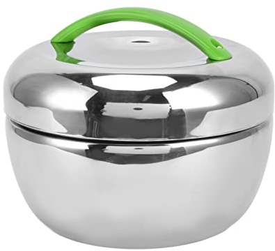 Porta Pranzo Lunch Box in Acciaio Inox, 1,3 L Box Ermetico con Maniglia, Portavivande Termico per Pranzi a Lavoro, Picnic, Ø 17 x 14 cm Argento