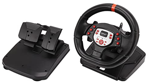 Game Racing Wheel, 180 Graders Universal USB Car Sim Racing Ratt med Pedaler, Dual Motor Feedback Driving Force PC Racing Wheel för 360, för för Switch, TV Box