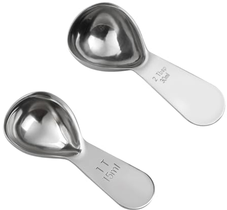 Tabanzhe Coffee Measure Scoops 2pcs - Stainless Steel Coffee Spoons with Graduated Measuring Spoon 15ML & 30ML, for Sugar, Flour, Loose Tea and More