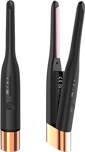 Blyertsplattång, 3/10 tums sladdlösa plattång med 4800mAh batteri, 3 uppvärmningslägen, Mini-plattång for kort hår och skägg och Pixie Cut, 2 i 1 plattång och locktång/418