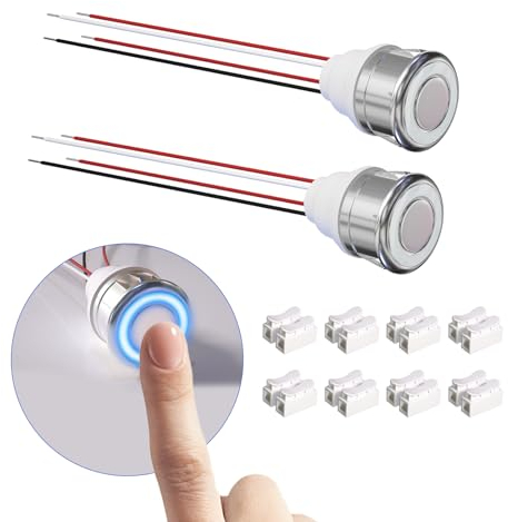 BrightArk LED Touch Dimmer Schalter,12V DC Stufenloses,3-24V LED Dimmer Berührungsschalter Sensorschalter,für Led Streifen,Für 18 mm Max-48W