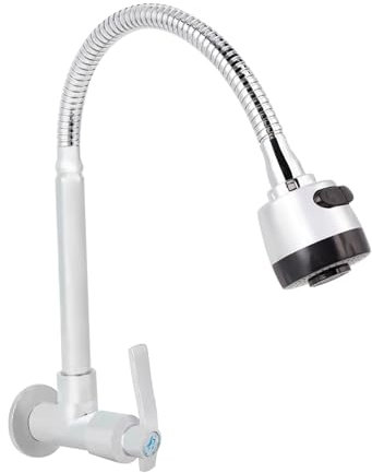 WPKD BLUEIY Grifos De Cocina,Grifo de Fregadero de Acero Inoxidable 360 Grados Giratorio Solo Tipo Frío Grifo De Agua De Montaje En Pared Grifo G1/2 Inch Hogar Grifo Del Fregadero De Cocina