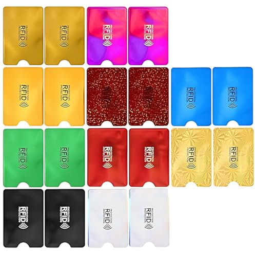 XURJUMI RFID Blocker Kartenhülle, 20 Stück Kreditkartenhülle RFID Blockierende Hüllen RFID Kartenschutzhalter Identitätsdiebstahl Prävention für Frauen und Männer