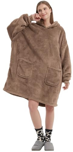 FELOVE Suéter de Felpa con Capucha y Mangas. Suéter cómodo con Dos Bolsillos Profundos. Manta portátil. Manta con Capucha ultrasuave y cómoda para Adultos.
