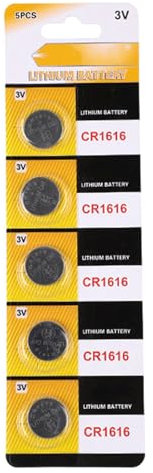 5 batterie a bottone al litio CR1616 da 3 V, per chiavi auto e dispositivi a bassa potenza