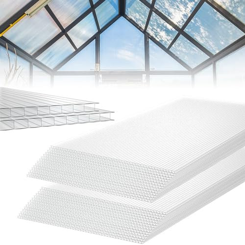Confezione da 14 fogli di ricambio in policarbonato a nido d'ape, 1210 x 605 x 4 mm, circa 1025 m², design a nido d'ape, doppia parete, resistente agli urti e ai raggi UV, ideale per serre