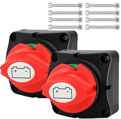 Lot de 2 Coupe Circuit Batterie, 300A Interrupteur Principal(24-48V), pour Bateaux, Motos, Yachts, Voitures, Véhicules Automobiles, Marine et Caravanes