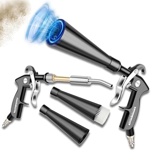 YUEWO Pistolet de soufflage d'air comprimé Pistolet de nettoyage à sec Buse rotative Compresseur à air adapté à 0.6-0.92 MPa Pistolet compresseur air pour nettoyage voiture