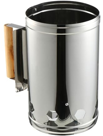 Gadpiparty Allume-feu pour Barbecue Extérieur en Acier Inoxydable Poignée en Bois Isolante Cheminée D’allumage Rapide pour Charbon de Bois, Outil de Cuisson en Plein Air, Allume-Charbon