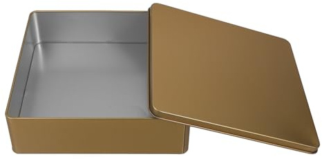 Veemoon Caja de Almacenamiento Cuadrada Función de Embalaje y Almacenamiento de Hojalata Dorada Caja Decorativa Vintage para Galletas y Dulces para Fiestas