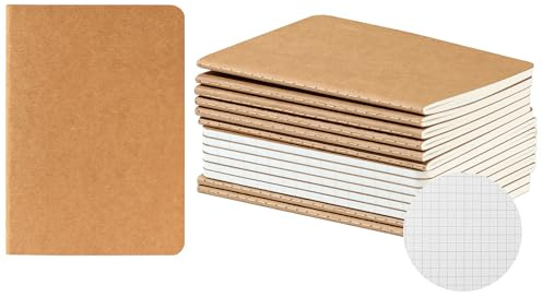 HOMEMARS Liten anteckningsbok, A6 rutat, 14 st A6 anteckningsblock, 60 sidor, fickanteckningsböcker för dagbok, skolskrivning, pojkar, flickor och lärare, 10 x 14 cm, kartongomslag, 100 g/m²