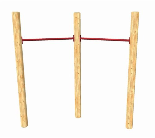 Loggyland Reckanlage, Turnreck, Reck, Metallreck, Kinderreckanlage (Doppel-Lärche rund 90 cm, rot)