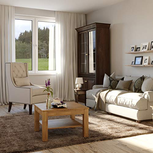 KROKWOOD Bonn Solid Wood Coffee Table - FSC Certified Side Table for Living Room/Guest Room - Assembling Hardware Included (Oak 75x75x45 cm)